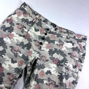 Ulla Popken Womens Camo Floral Print Button Fly Pants Size 26 EU 56